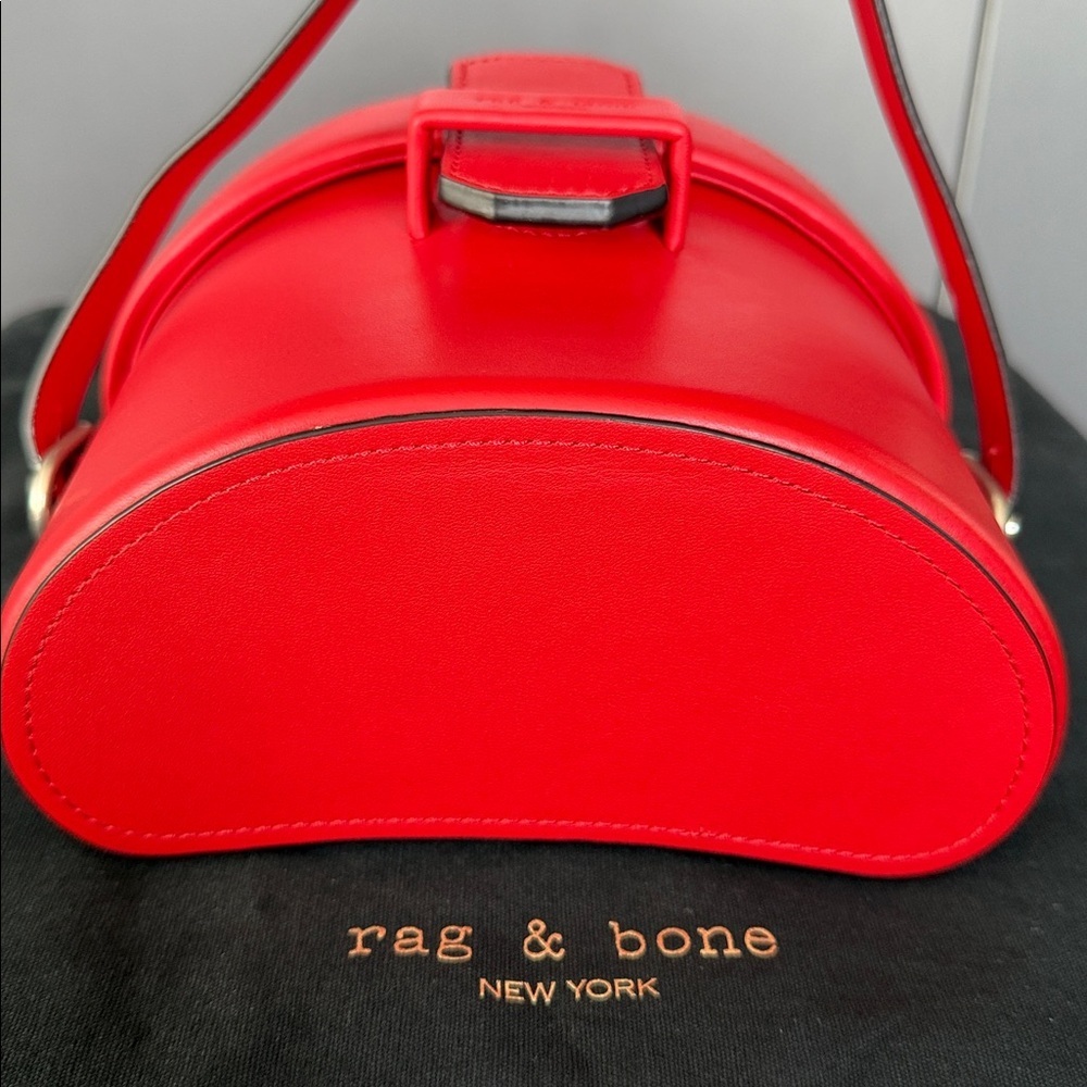 Rag & Bone Leather Crossbody Binocular Bag w/Top Handle in "Barrow" in Fiery Red - Picture 12 of 16
